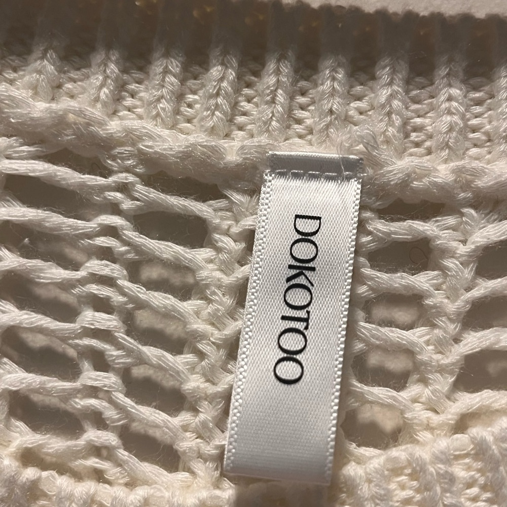 Dokotoo Cream Open Knit Crochet Sweater Boho Beach Cover - Picture 3 of 4